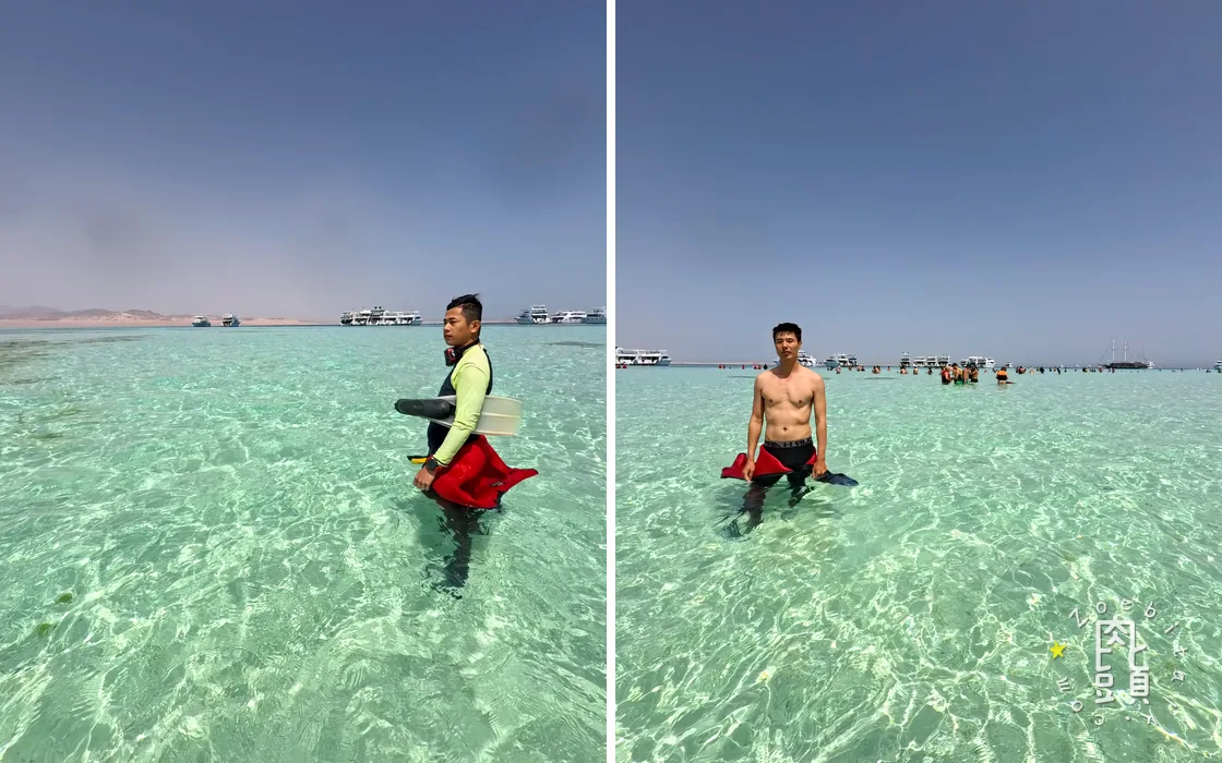 從白島淺水到重新上船,兩張不同動作組成第二次下潛前的暖身